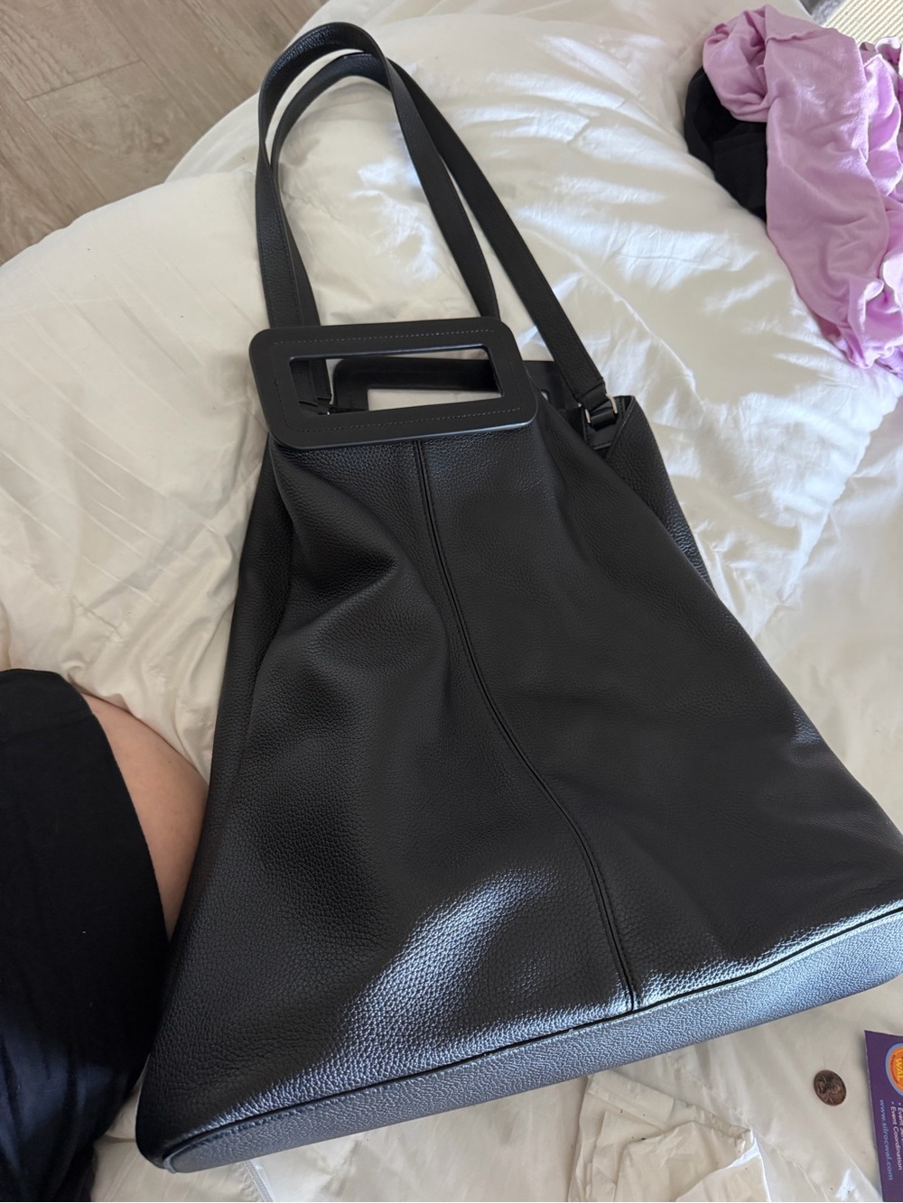 Staud Grand Tote LeatherBag with Top Handle and strap
